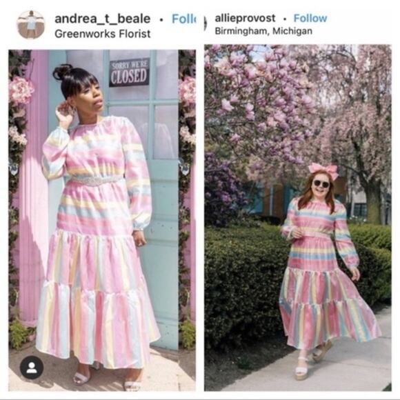 NWOT Halogen X Atlantic-Pacific Stripe Tiered Organza Dress - M - Picture 3 of 9